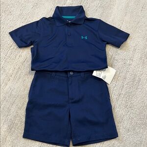 Under Armour Kids Dark Blue Polo Shirt and Shorts